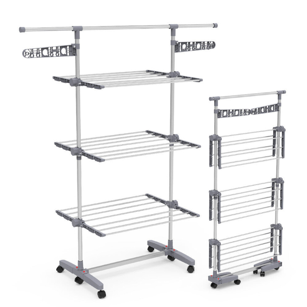 Vounot Clothes Drying Rack, Rolling 3-Tier Laundry Hanger