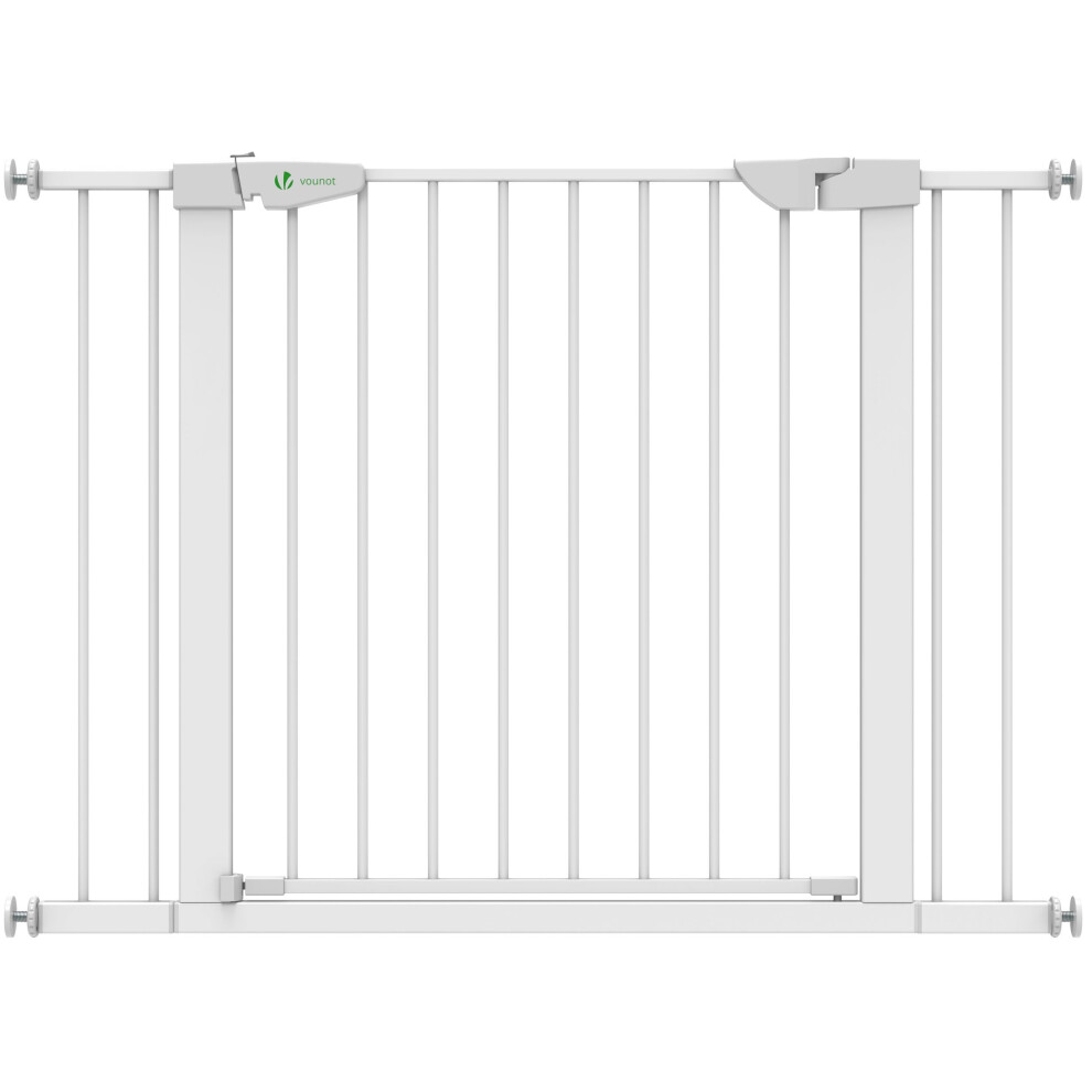 VOUNOT Stair Gates, Pressure Fit Safety Gate, White 75-108 cm