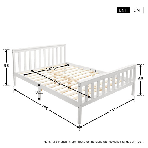 (No Mattress) White 4ft6 Double Wooden Bed Frame 2