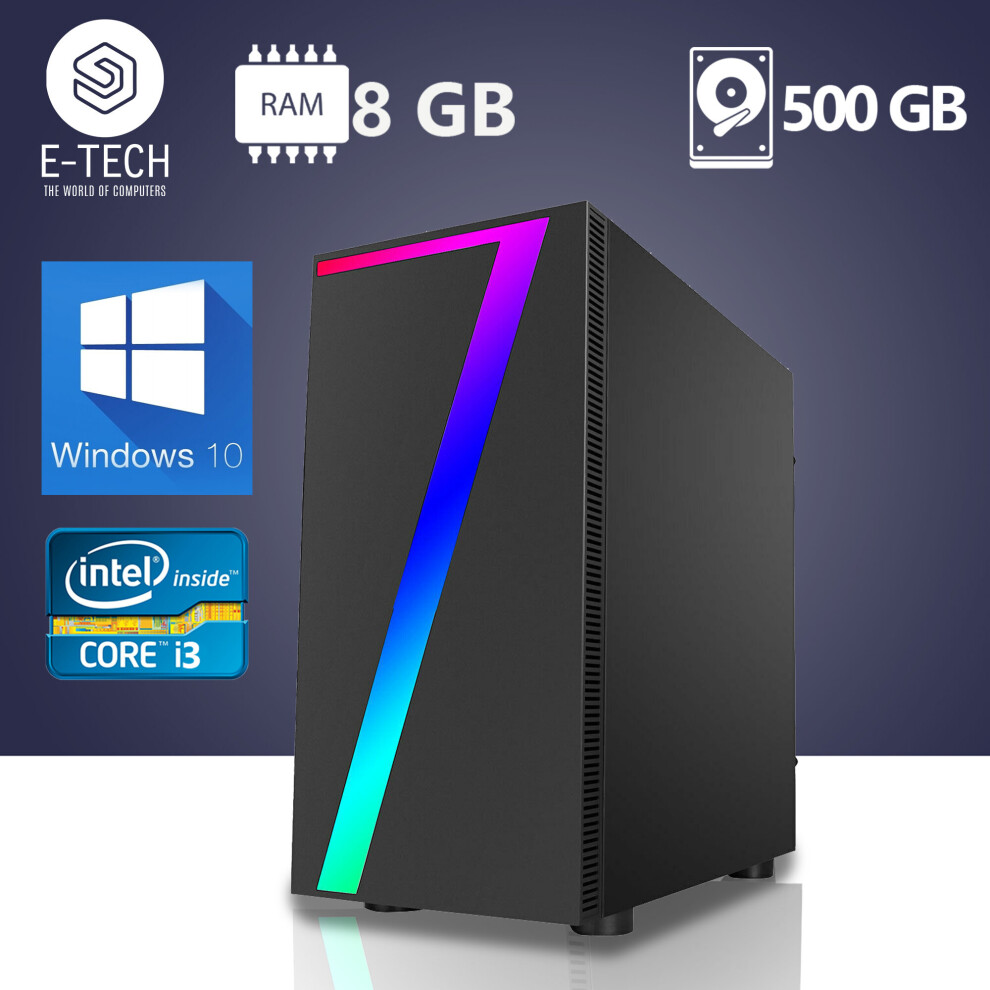 Gaming PC Computer Intel Quad Core i3 8GB RAM 500GB HDD Wi-Fi Wind10