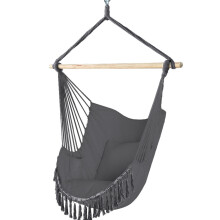VOUNOT Hanging Hammock Chair with Cushions, Macrame Hammock Swing Chair for Garden, Bedroom, Patio, 265LBS Capacity, Grey