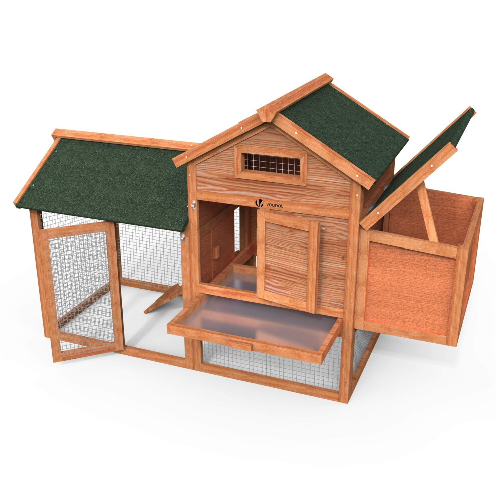 VOUNOT Wooden Chicken Coop for Outdoors, Large Rabbit Hutch, 152 x 62 x 92 cm