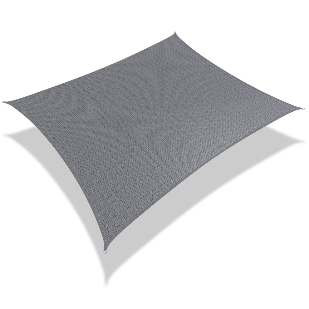 VOUNOT HDPE Sun Shade Sail Rectangle with Fixing Kits, 3x2.5m, Grey