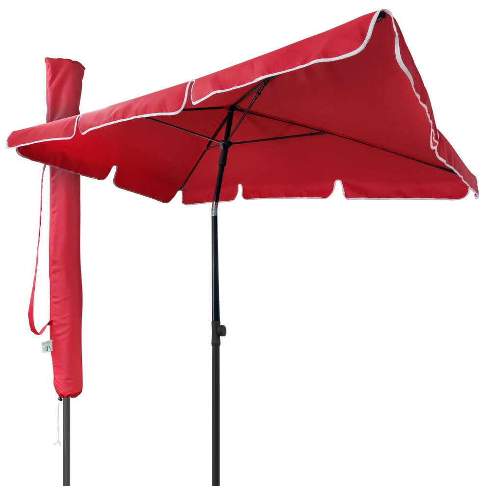 VOUNOT Garden Parasol, Tilt Balcony Umbrella, Sun Shade for Outdoor, Garden, Balcony, Patio, Beach, 2 x 1.25m, with Cover,Red