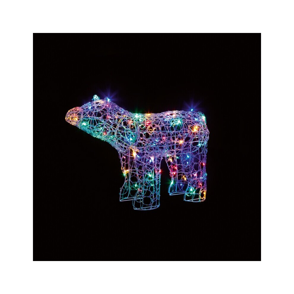 Christmas 90cm Soft Acrylic Multicoloured Polar Bear  LED lights