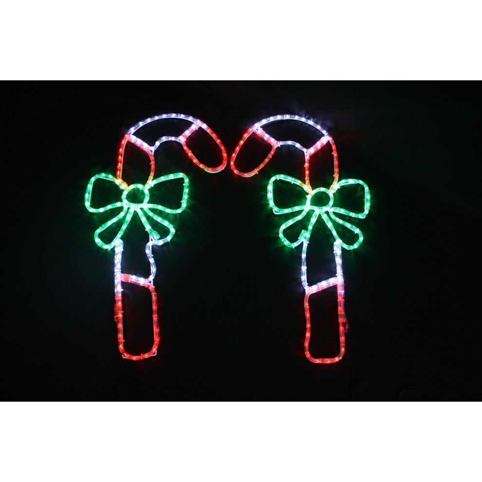 (Double Candy Cane) CHRISTMAS ROPE LIGHT CANDY CANE LED SILHOUETTE OUTDOOR