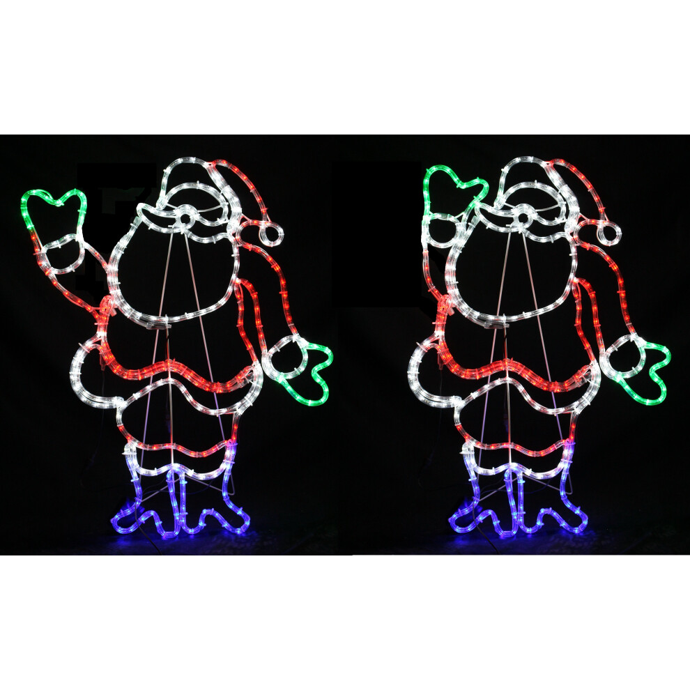 CHRISTMAS ROPE LIGHT WAVING SANTA LED SILHOUETTE OUTDOOR