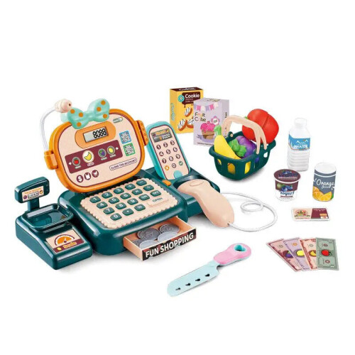 The Magic Toy Shop Kids Electronic Cash Register Toy Till Working Scan Microphone Shopping Basket on OnBuy