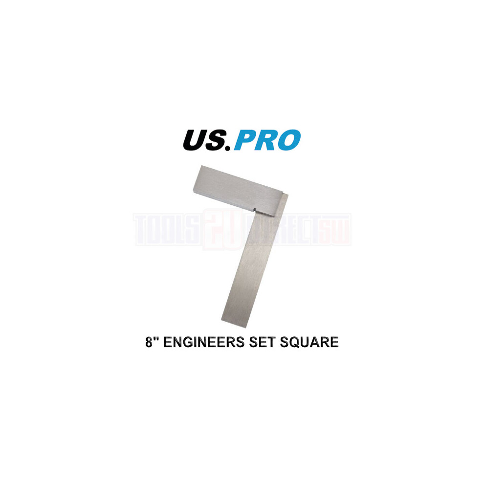 US PRO Tools 8" (200mm) Engineers Set Square Stainless Steel 2686