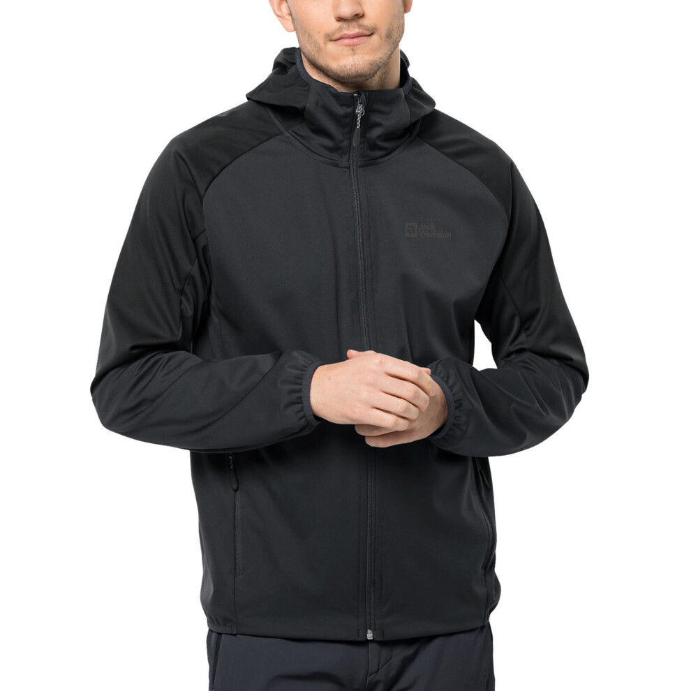 (L, Phantom) Jack Wolfskin Mens Feldberg Softshell Outdoor Warm Hooded Jacket Coat