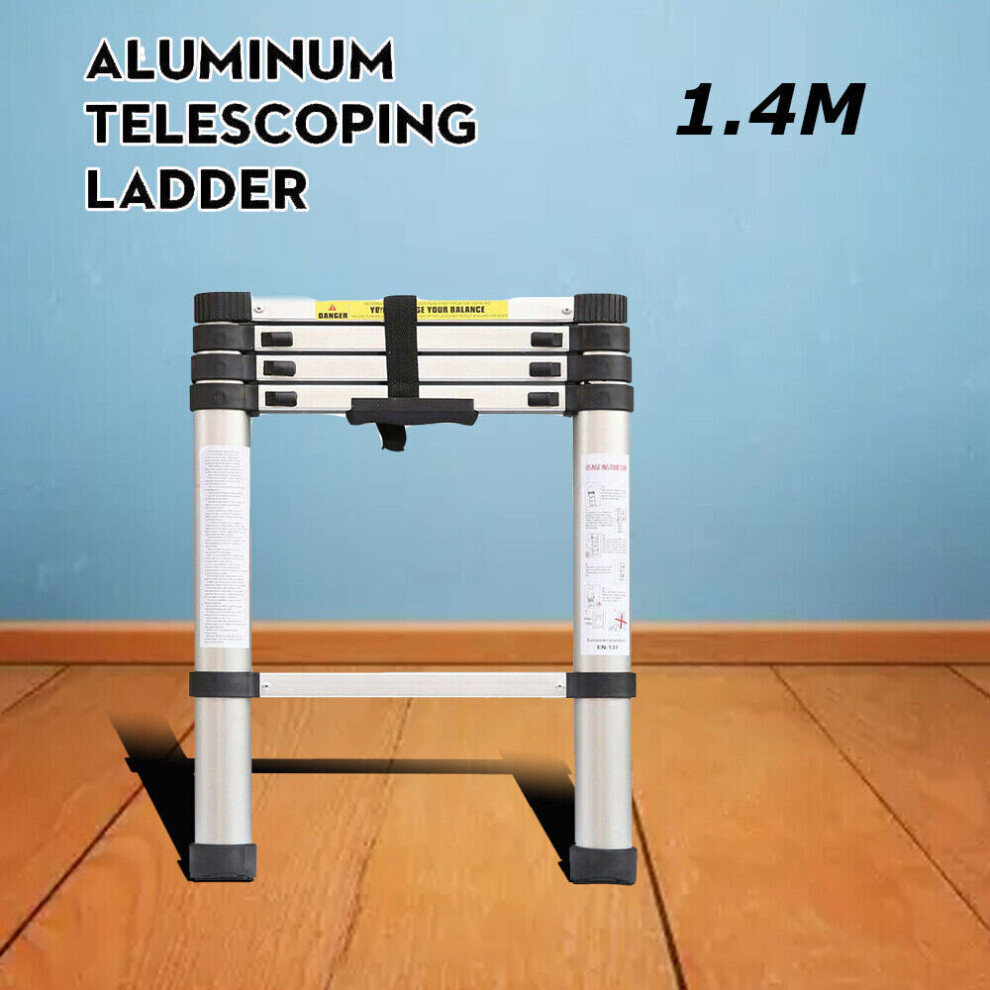 1.4M Telescopic Ladder Step Ladder Aluminium Light Weight Non Slip
