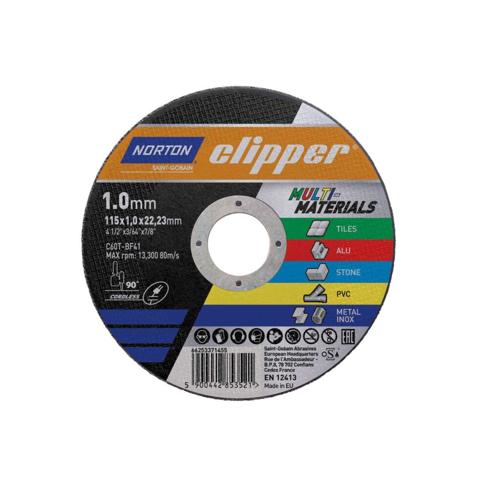 Multi-Material Cutting Discs 115 X 22.23mm (Tub Of 25)