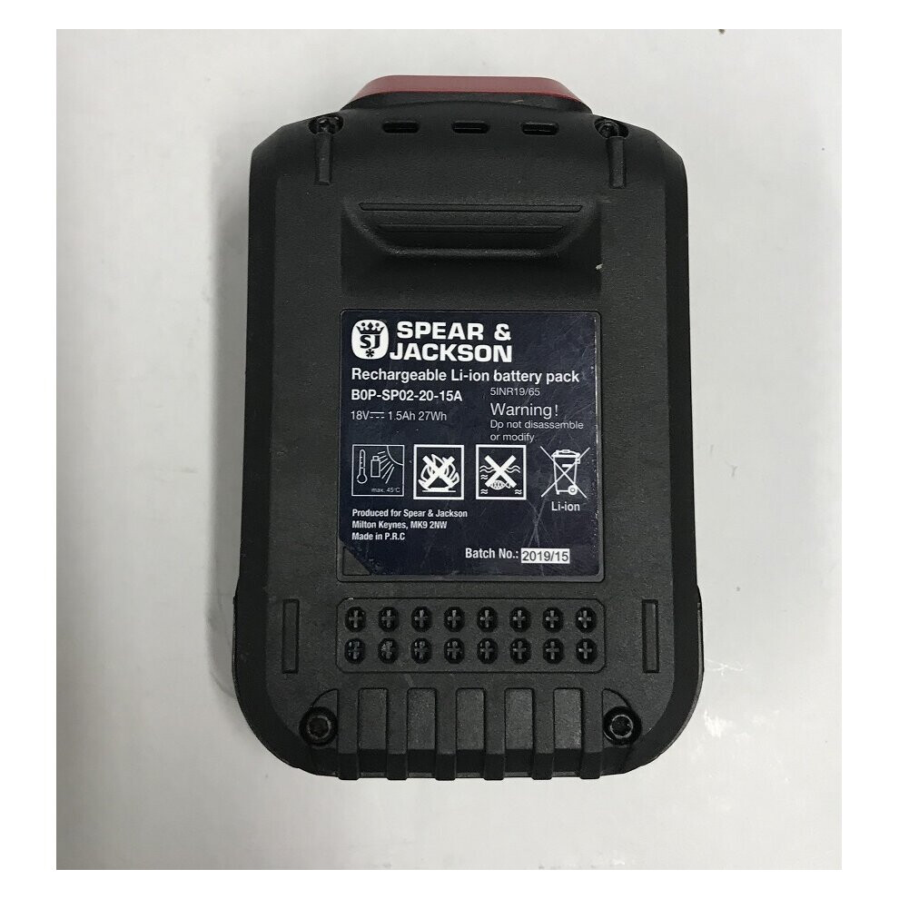 Genuine Spear & Jackson B0P-SP02-20-15A Li-Ion 18V Replacement Battery