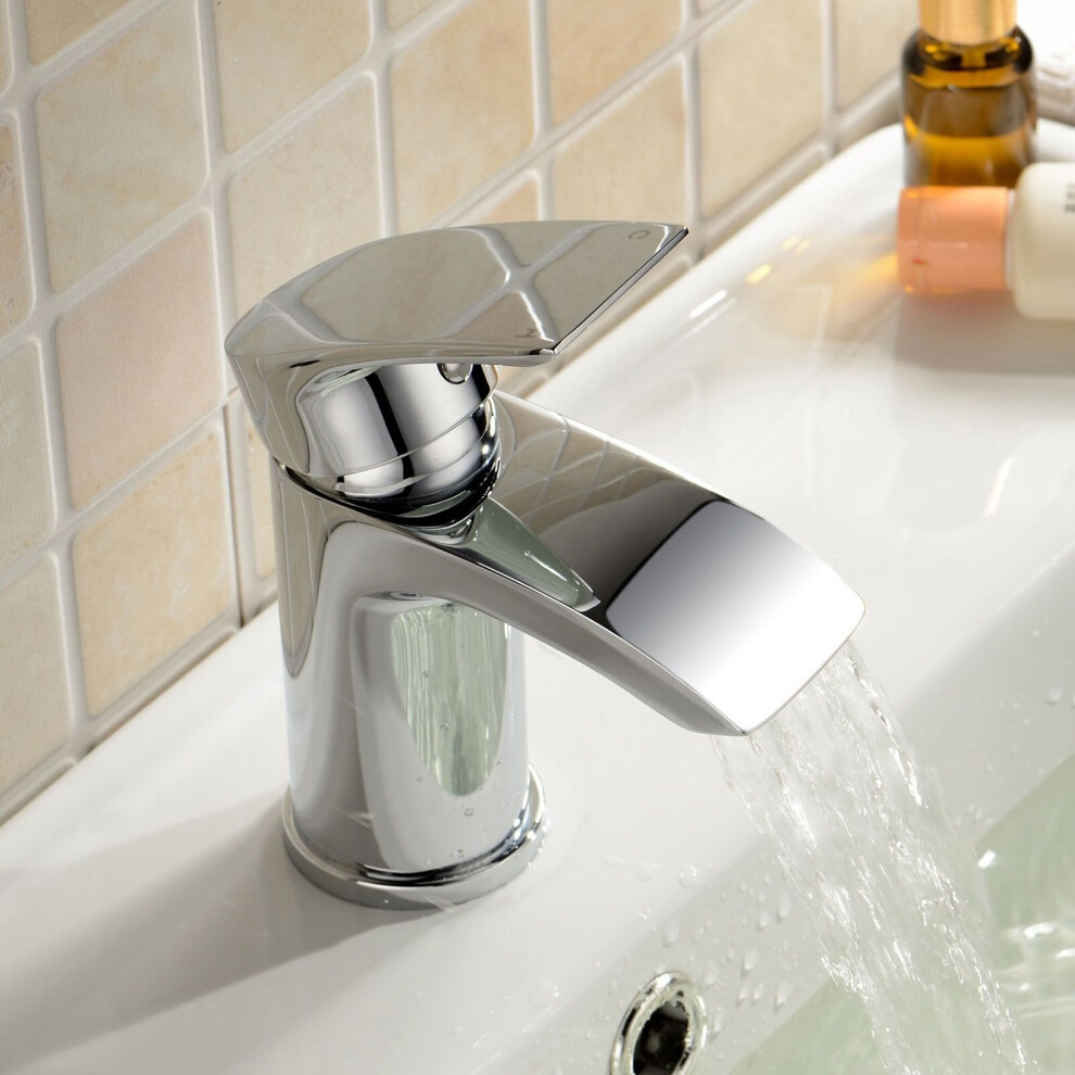 Sleek Chrome Waterfall Basin Mono Mixer Tap & Waste 758114761699
