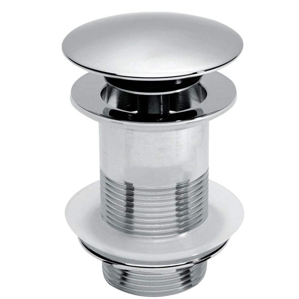 Chrome Unslotted Full Cover Basin Sink Waste - Clicker 5060966970996