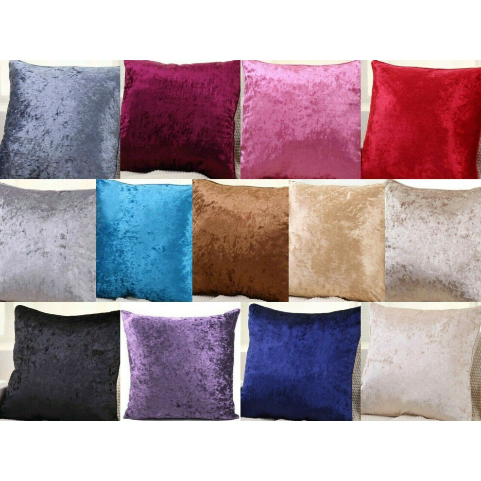 (24" X 24", PURPLE) Crushed Velvet Cushion Covers Luxury Plain Covers