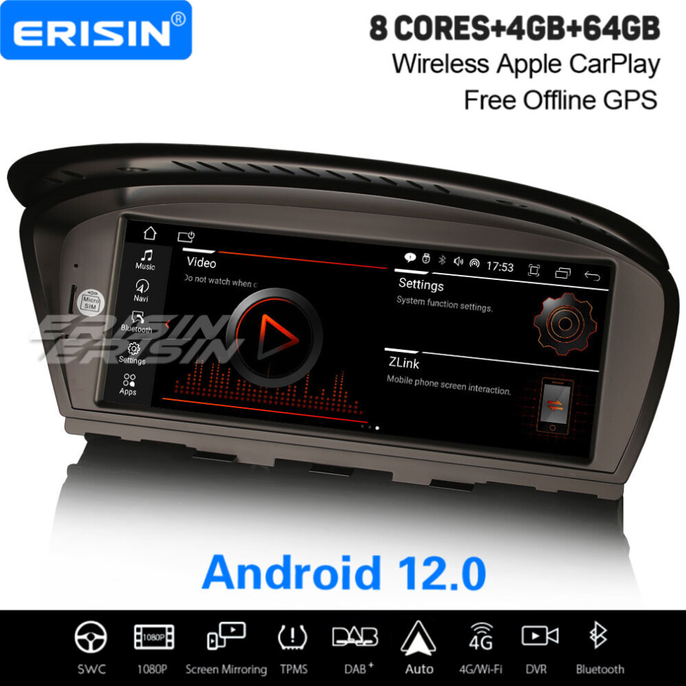 8.8" Ips Android 12.0 64Gb Car Stereo Carplay Dab+ Sat Nav For Bmw 3Er E90 E91 E92 E93 5Er E60 E61 E63 E64 Ccc 737655208986