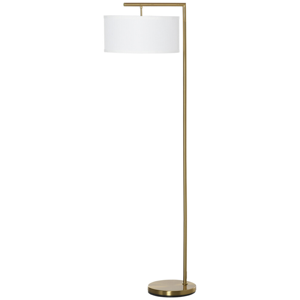 HOMCOM Floor Lamp with Linen Lampshade Round Base for Living Room