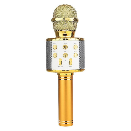 (Gold) Wireless Bluetooth Microphone Karaoke Mic Handheld Speaker Kids Musical Toy