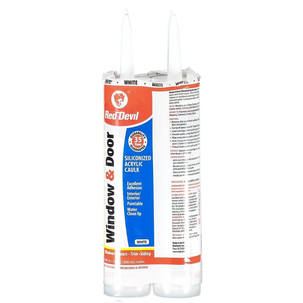 Red Devil A Acrylic Siliconized Window & Door Caulk (White, Pack Of 4) 4906994183711