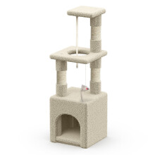 VOUNOT Cat Tree 88cm with Rope Scratching Platform, Beige