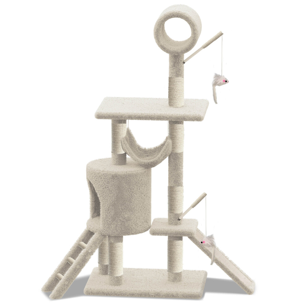 VOUNOT Cat Tree Tower, Cat Condo with Sisal Scratching Post, Beige XXL