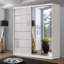 (White, 150) MN FURNITURE Zurich High-Gloss Sliding Wardrobe