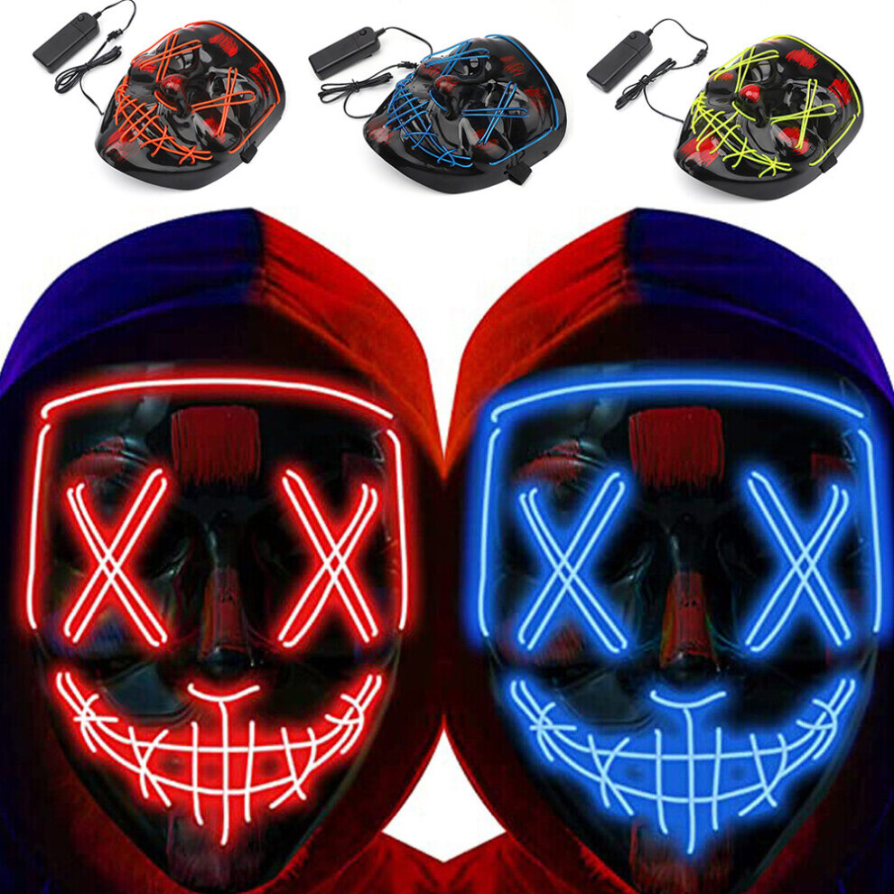 (Red) LED Halloween Mask Light Up Purge Mask Cosplay