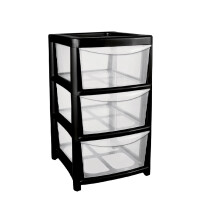 3 Tier Drawer Unit Small Black Storage Desktop Filing Unit A5 Paper