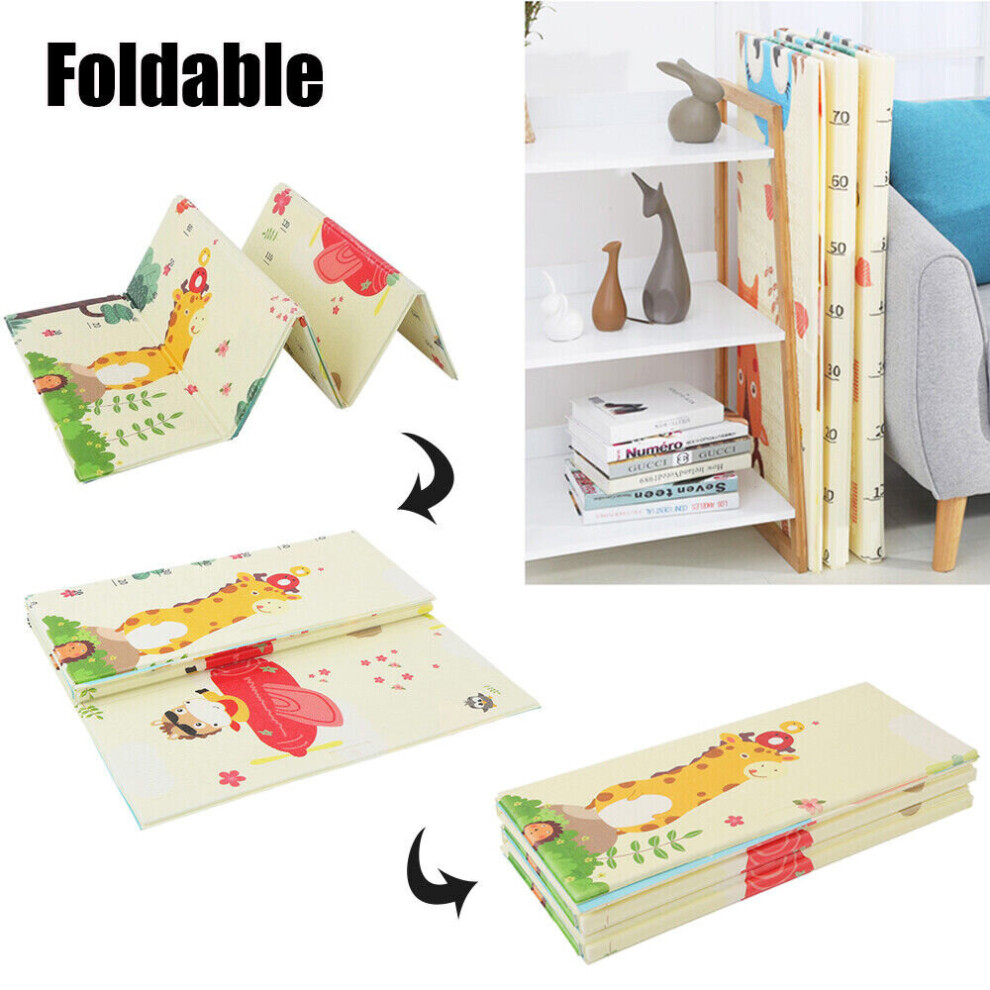2 Sided Baby Foam Play Mat Foam Crawling Soft Blanket Cartoon Waterproof Picnic
