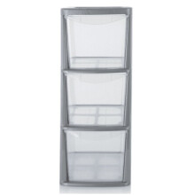 Silver Plastic Medium 3 Drawer Tower Storage Unit A5 Stationery 47.5cm