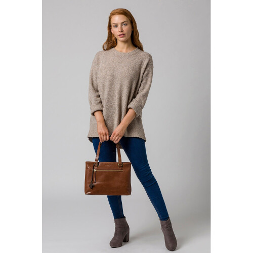 'Alice' Conker Brown Leather Handbag 2