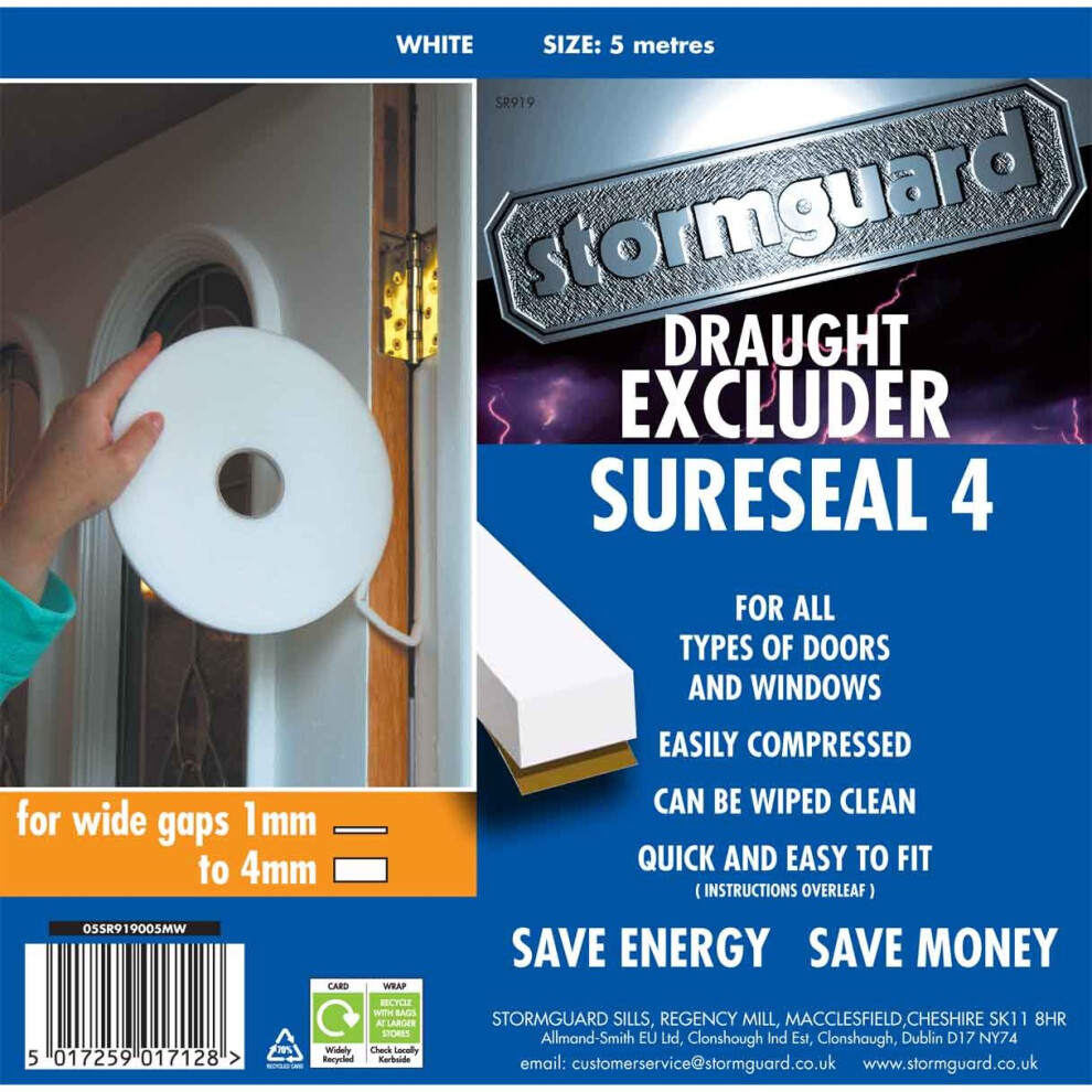 Sure Seal Draught Excluder - 4mm White 5m Roll