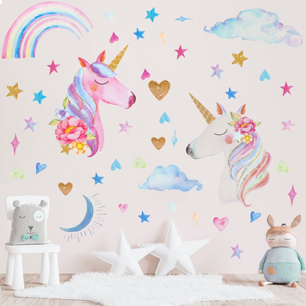 Time to Sparkle Unicorn Wall Stickers Bedroom Decoration Kids Fairy Tale Pattern Wall Home Decal for Girls Boys Ornament