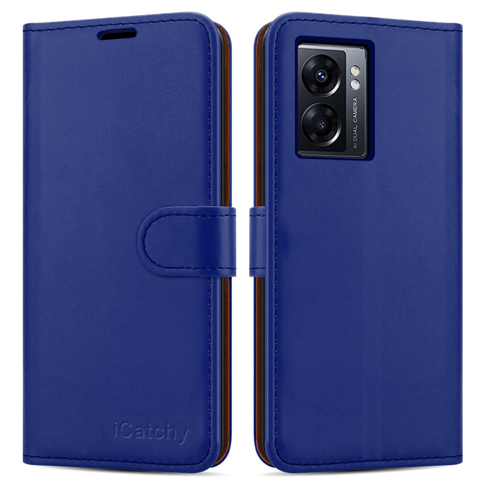 Icatchy (Blue) For Oppo A77 5G Case Leather Wallet Book Cover Blue