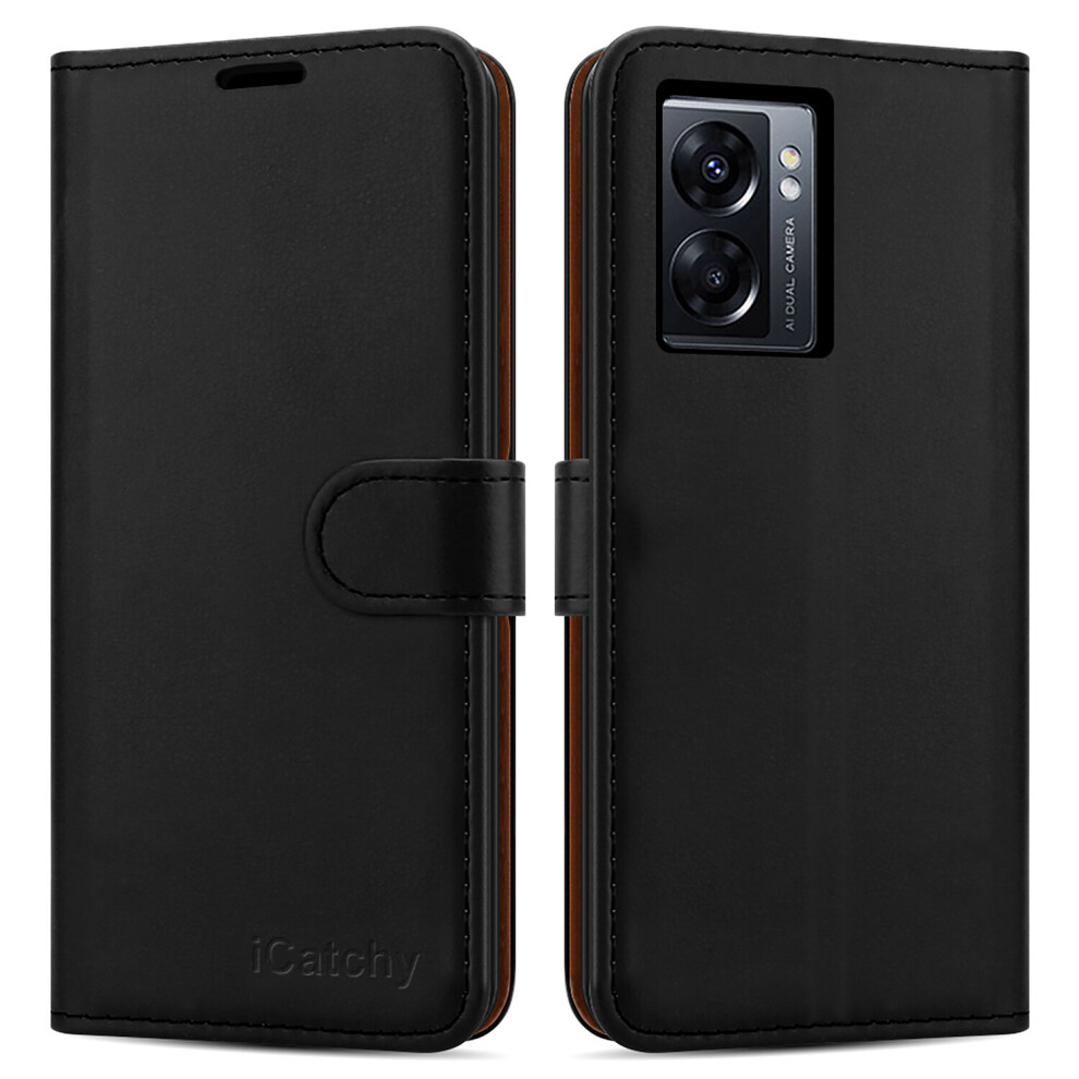 (Black) For Oppo A77 5G Case Leather Wallet Book Cover Black 5056298013456