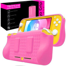 TECHGEAR Grip Case for Nintendo Switch Lite, Soft Protective TPU Silicone Back Cover with built in Comfort Padded Hand Grips & 2 Game Card Holder