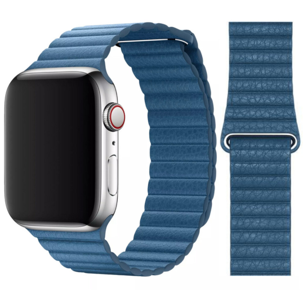 Apple Leather Loop Watch Strap (44mm) - Medium - Cape Cod Blue