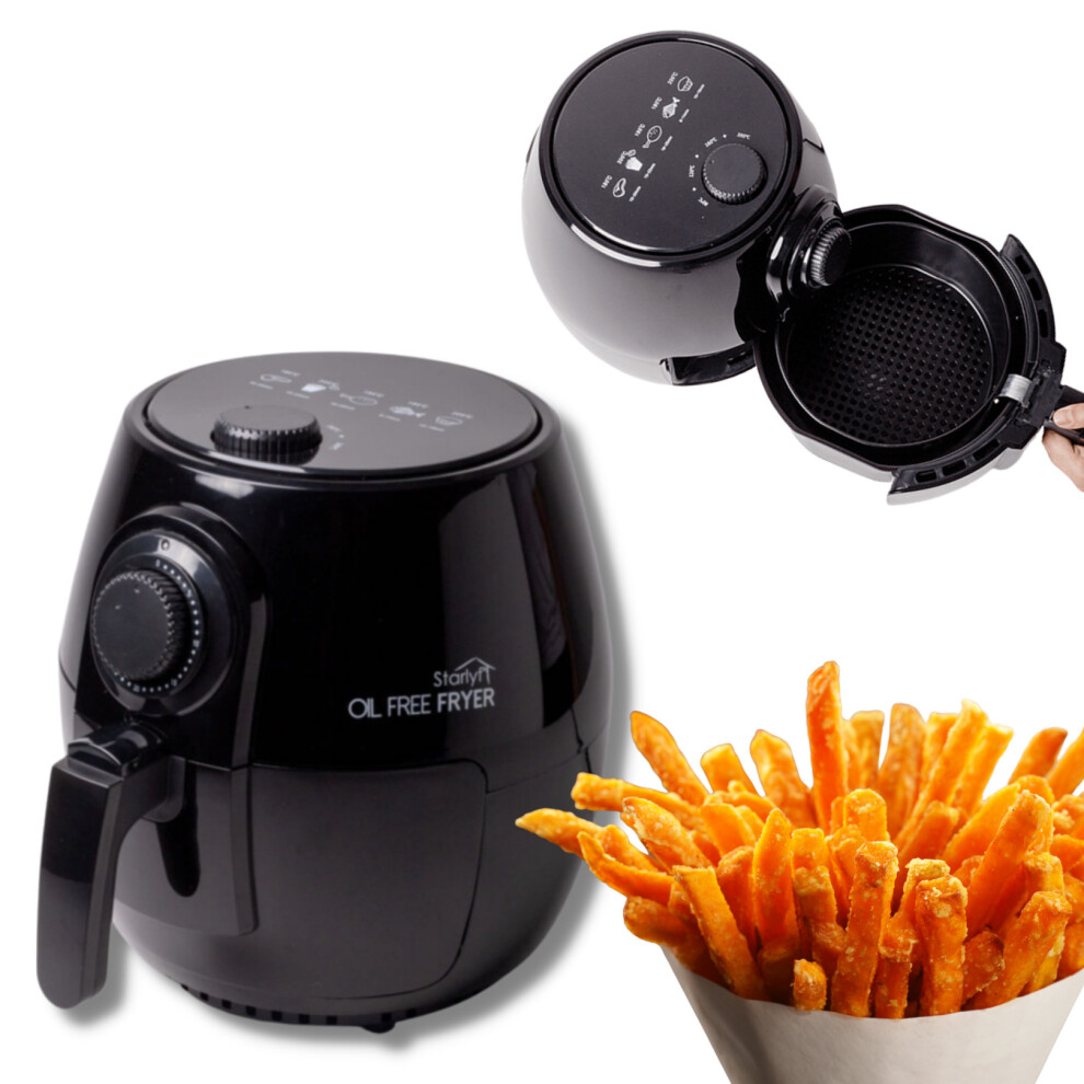 Air Fryer STARLYF Oil Free Fryer, Quick Healthy Cooking without Oil, Fast Air Heat Circulation Tech, Non Stick Basket, Auto Shut Off, Adjustable Temp.