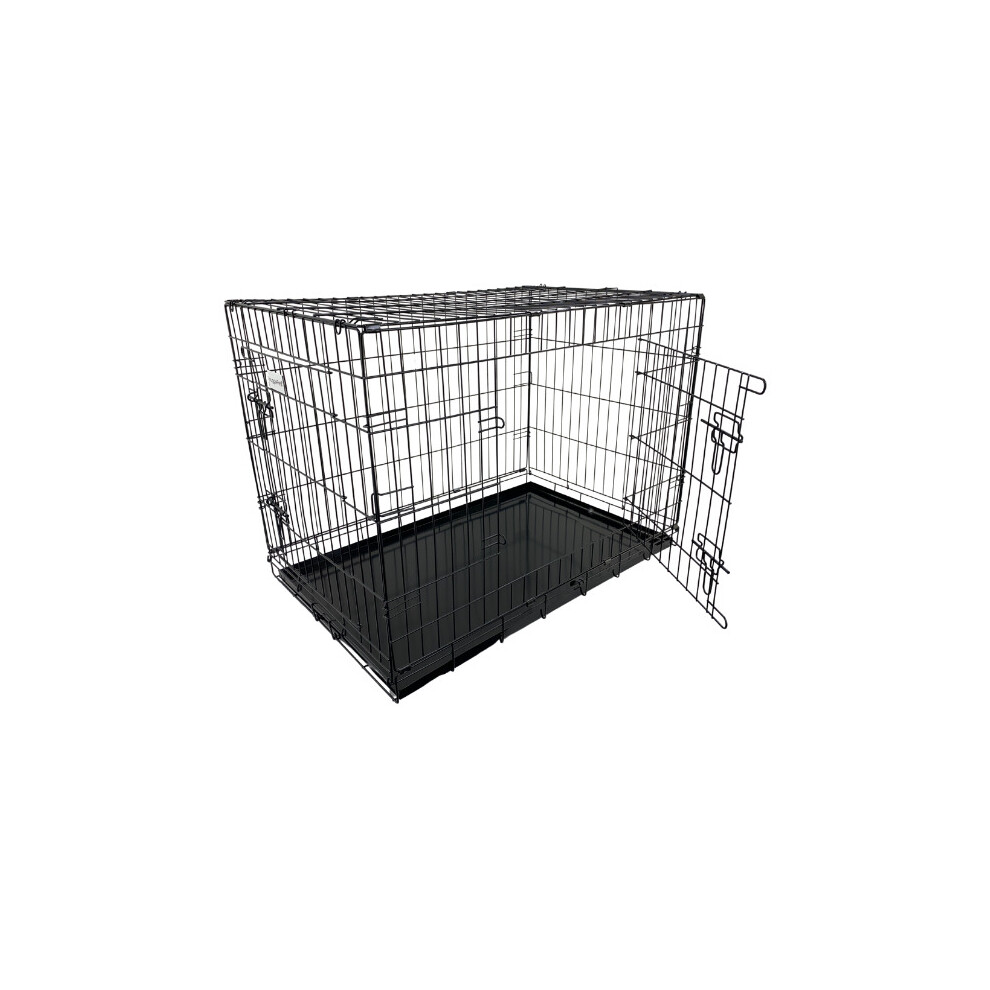 (Black, X-Small) HugglePets Dog Cage with Metal Tray