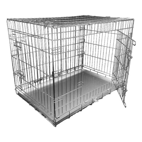 HugglePets (Silver, Medium) HugglePets Dog Cage with Metal Tray 2
