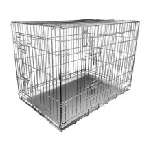 (Silver, Small) HugglePets Dog Cage with Metal Tray