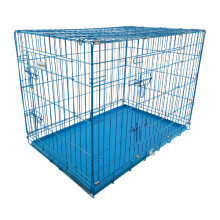(Blue, Small) HugglePets Dog Cage with Metal Tray
