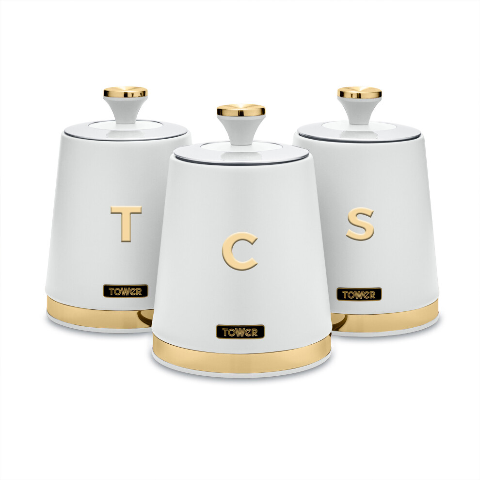 Tower T826131WHT Cavaletto Set of 3 Canisters Optic White