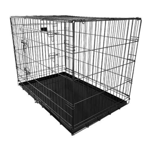 HugglePets (Black, Medium) HugglePets Dog Cage with Metal Tray 2