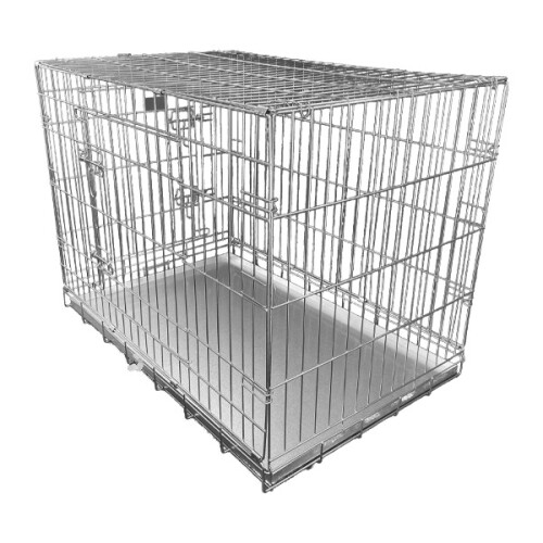 HugglePets (Silver, Medium) HugglePets Dog Cage with Metal Tray 1