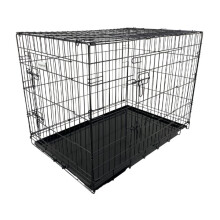 (Black, Medium) HugglePets Dog Cage with Metal Tray