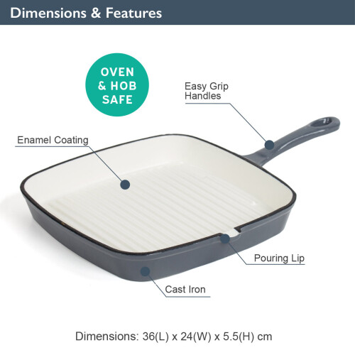 (Grey) Blackmoor 24cm Cast Iron Griddle Pans 1