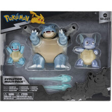 Pokémon Select Evolution 3-Pack - Innehåller 2-tums Squirtle, 3-tums Wartortle & 4.5-tums Blastoise