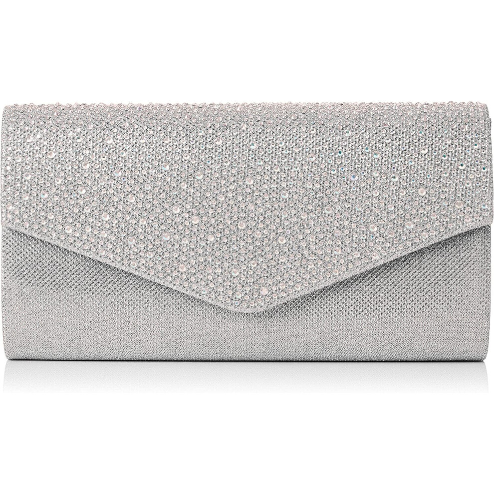 SwankySwans Women's Montary Glitter Diamante Envelope Clutch Bag Clutch